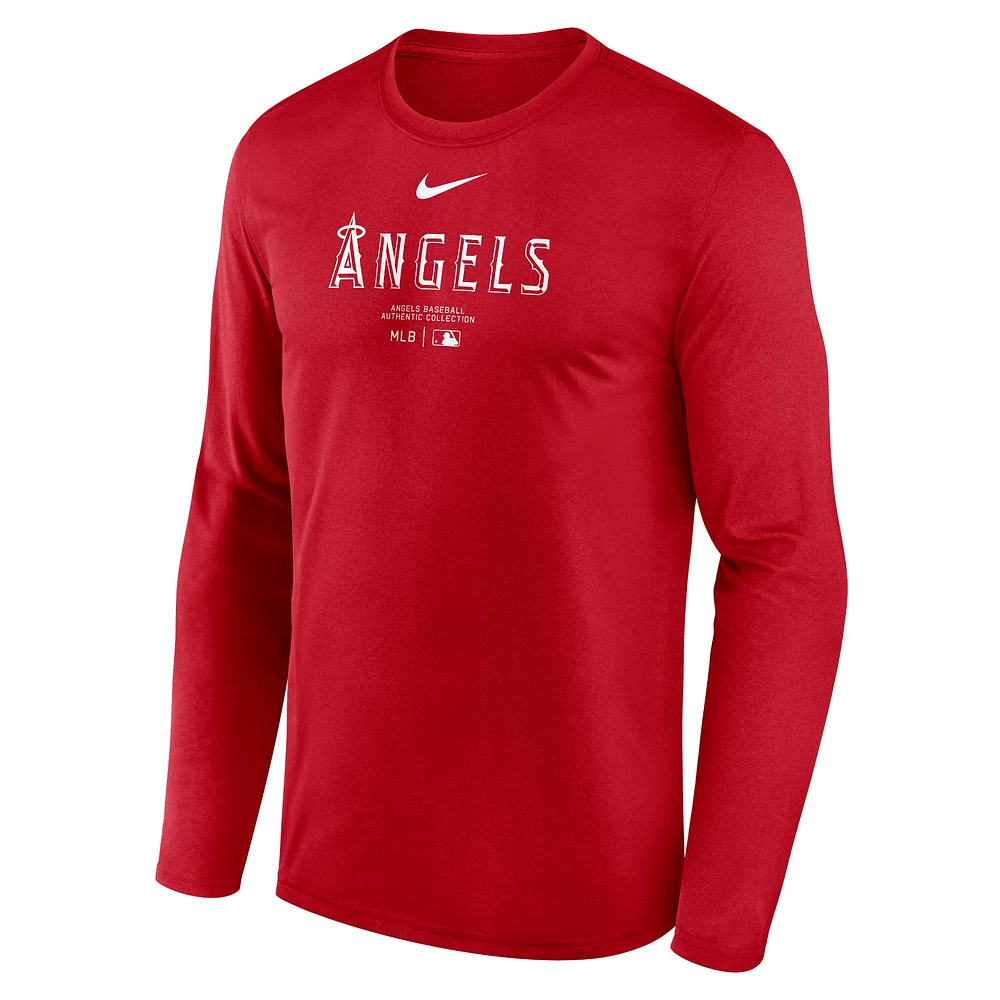 Men's Nike Red Los Angeles Angels Authentic Collection Practice Performance Long Sleeve T-Shirt