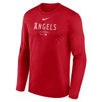 T-shirt à manches longues Nike Los Angeles Angels Authentic Collection Practice Performance pour homme, rouge