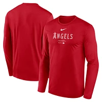 T-shirt à manches longues Nike Los Angeles Angels Authentic Collection Practice Performance pour homme, rouge