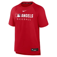 T-shirt Nike rouge authentique Los Angeles Angels pour homme, coupe raglan, collection pré-match