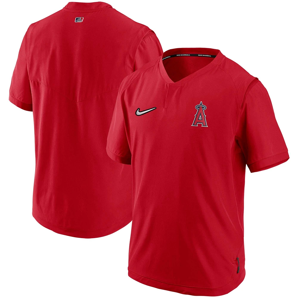 Nike - Los Angeles Angels Authentic Collection Veste à enfiler chaude manches courtes Rouge pour homme