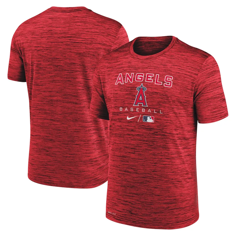 T-shirt Nike Los Angeles Angels Authentic Collection Velocity Practice Performance rouge pour homme