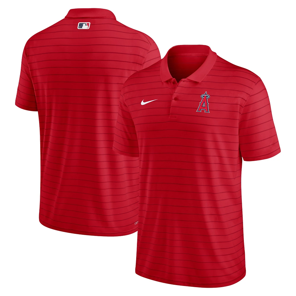 Polo Nike Los Angeles Angels Authentic Collection Victory Performance rayé rouge pour homme