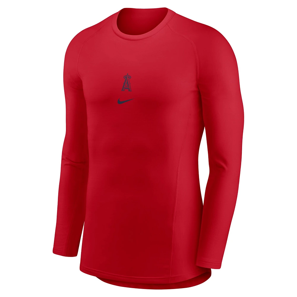 T-shirt de performance à manches longues raglan Nike rouge Los Angeles Angels pour homme