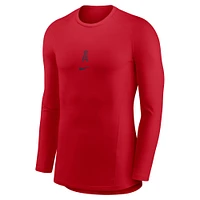 T-shirt de performance à manches longues raglan Nike rouge Los Angeles Angels pour homme