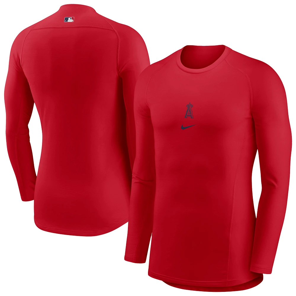 T-shirt de performance à manches longues raglan Nike rouge Los Angeles Angels pour homme