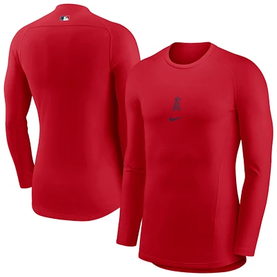 T-shirt de performance à manches longues raglan Nike rouge Los Angeles Angels pour homme