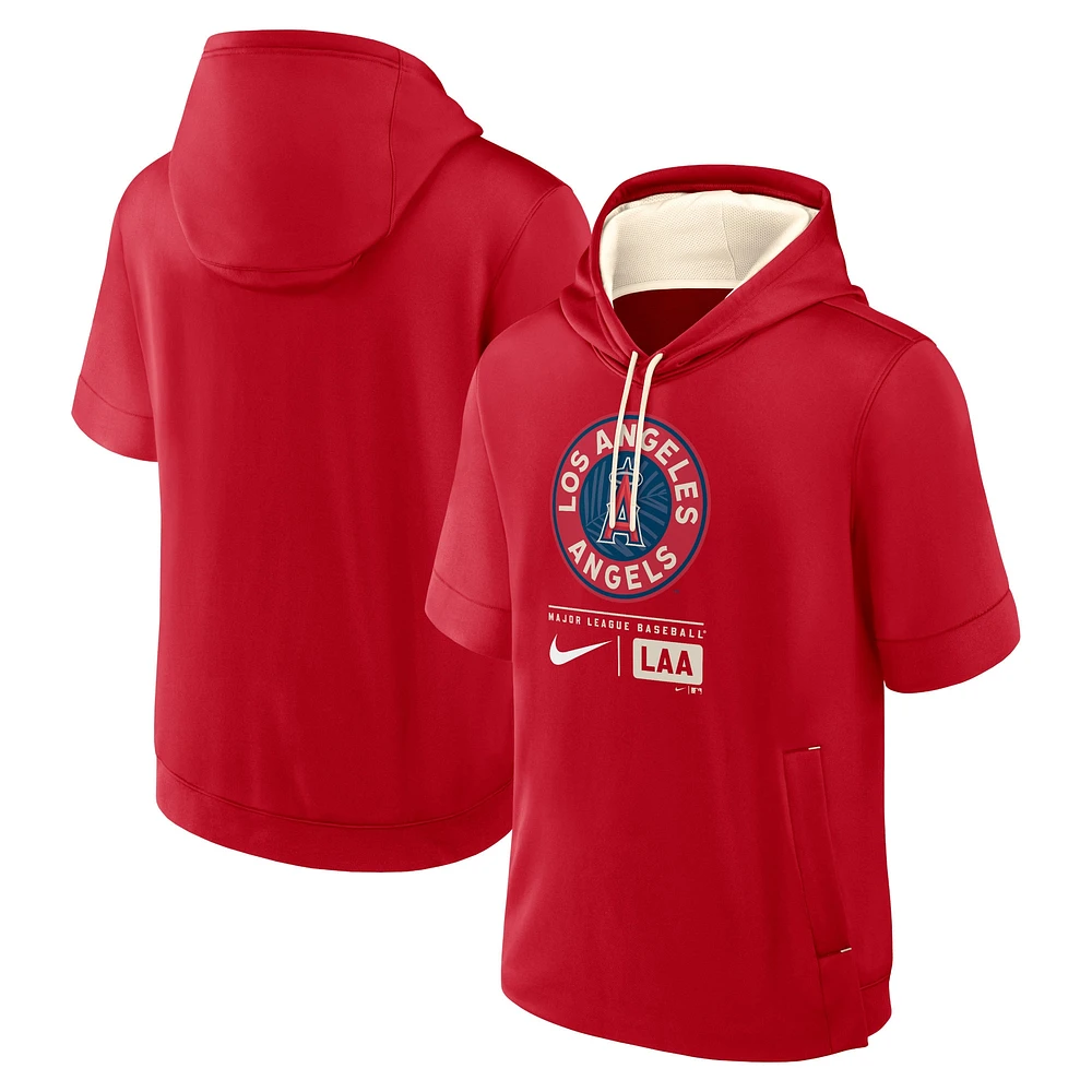 Sweat à capuche manches courtes Nike Los Angeles Angels City Connect Color Block pour homme, rouge