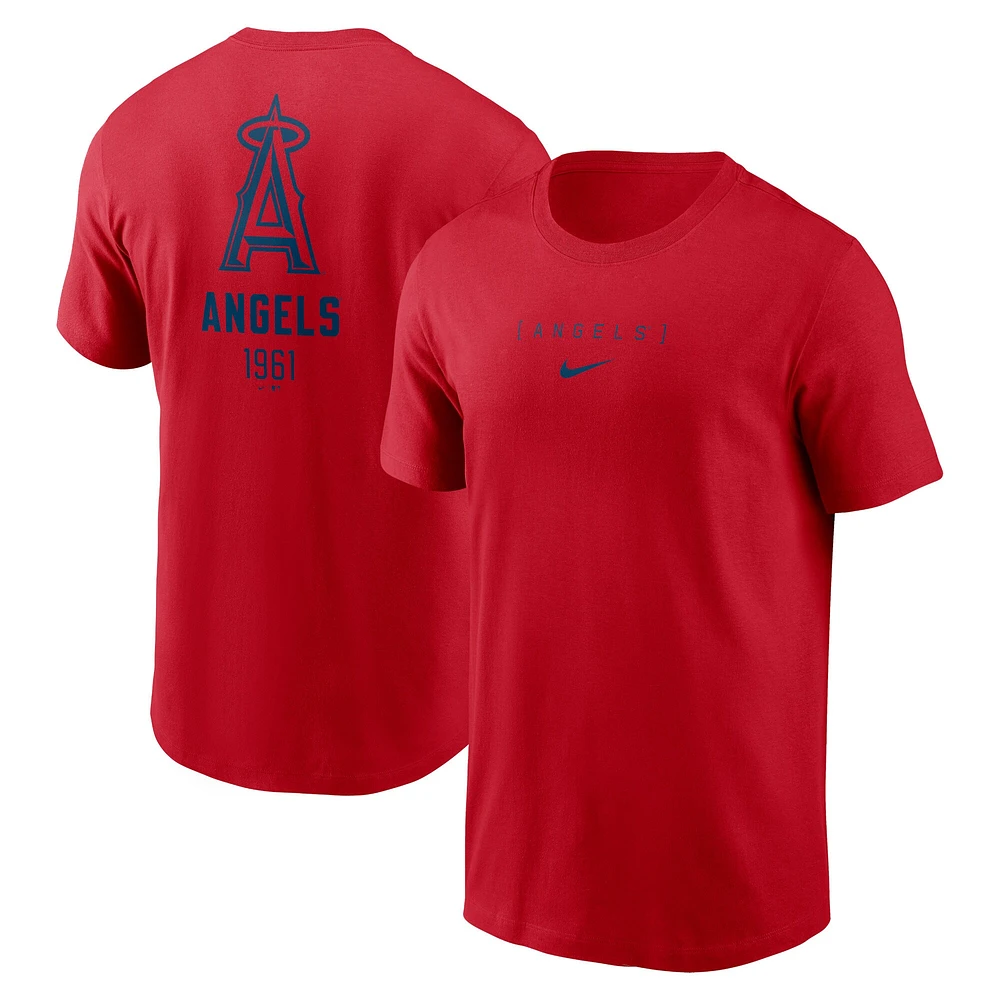 T-shirt Nike rouge Los Angeles Angels avec grand logo dans le dos pour homme