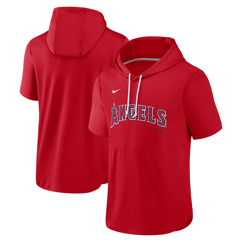 Chandail à capuchon enfiler manches courtes Nike Los Angeles Angels Springer pour homme rouge