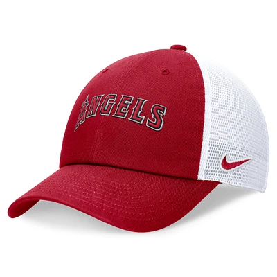 Men's Nike Red Los Angeles Angels Wordmark Adjustable Trucker Hat