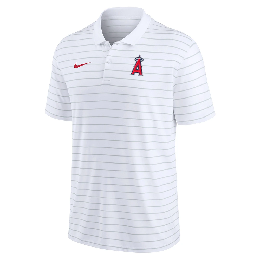 Men's Nike White Los Angeles Angels Authentic Collection Victory Striped Performance Polo