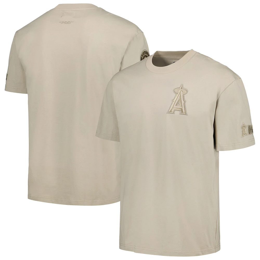 Men's Pro Standard Tan Los Angeles Angels Neutral Drop Shoulder T-Shirt