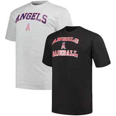 T-shirt Los Angeles Angels Big & Tall Profile noir/gris chiné pour homme