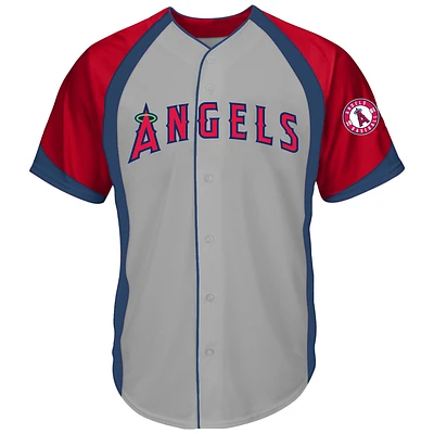 Maillot de mode l'équipe color block gris Los Angeles Angels Big & Tall pour hommes