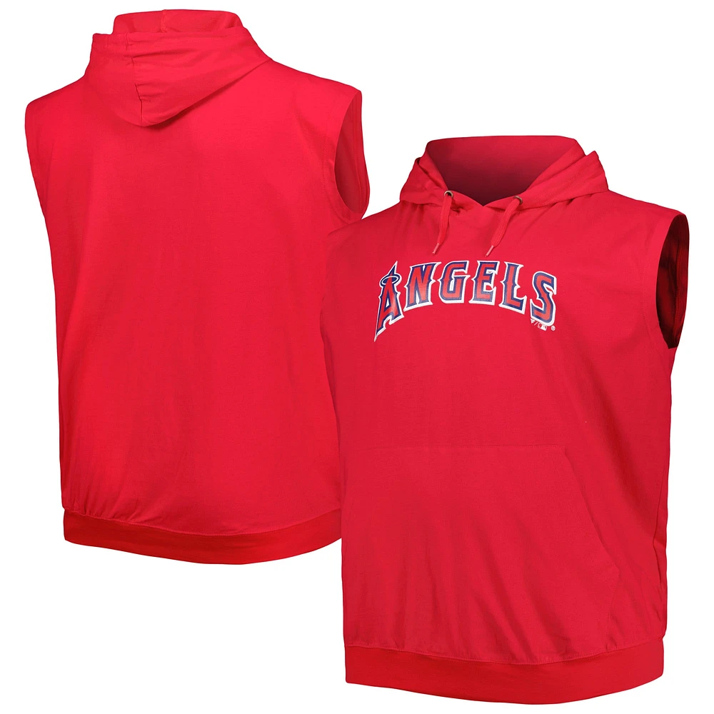 Sweat à capuche pullover muscle en jersey Los Angeles Angels rouge pour homme