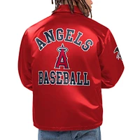 Men's Starter Red Los Angeles Angels Option Route Satin Full-Snap Jacket