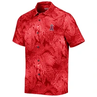 Men's Tommy Bahama Red Los Angeles Angels Coast Luminescent Fronds IslandZone Button-Up Camp Shirt