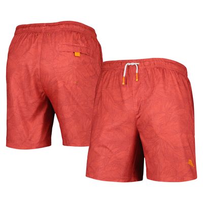 Men's Tommy Bahama Red Los Angeles Angels Naples Layered Leaves Swim Trunks