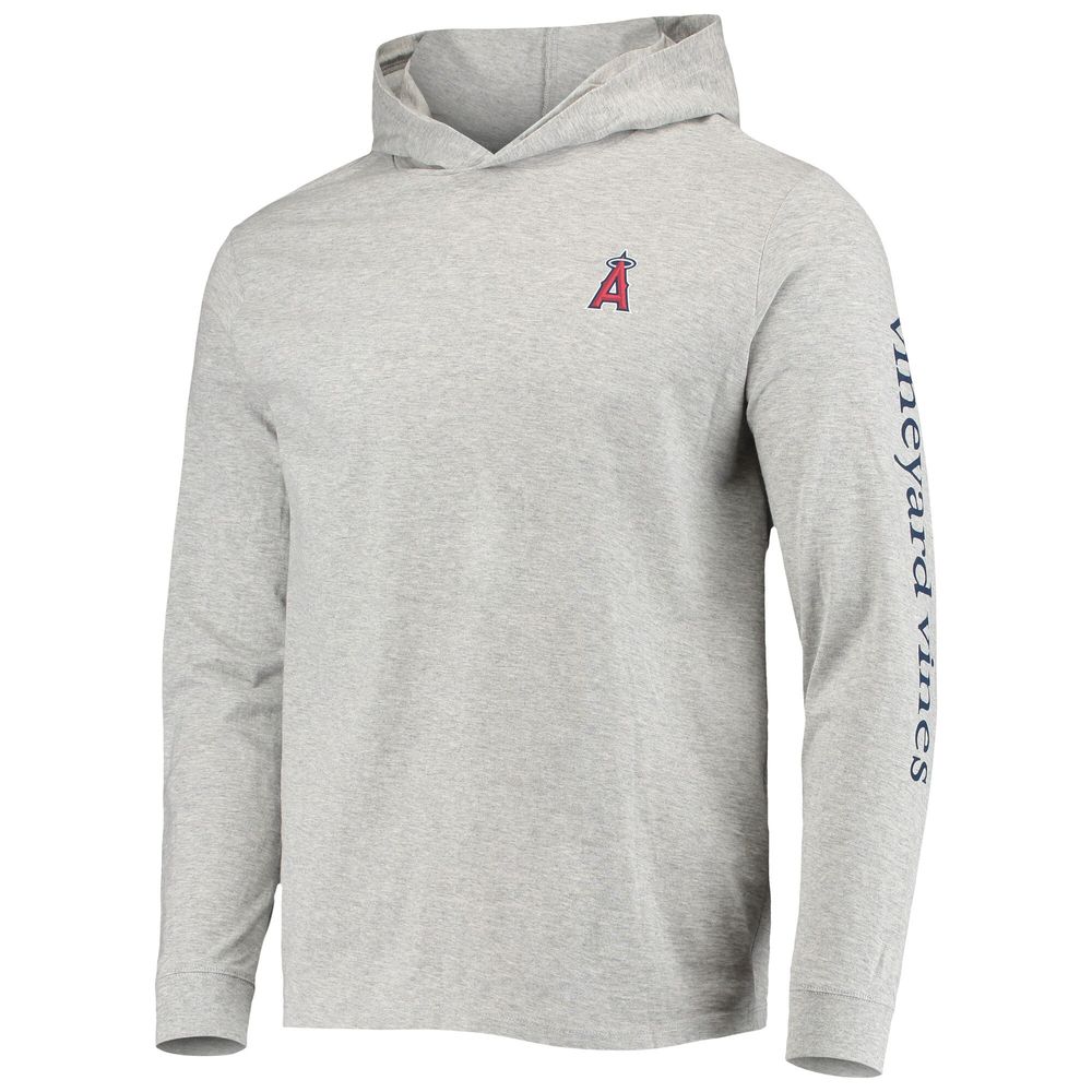 Men's Vineyard Vines Heathered Gray Los Angeles Angels Logo Hoodie Long Sleeve T-Shirt