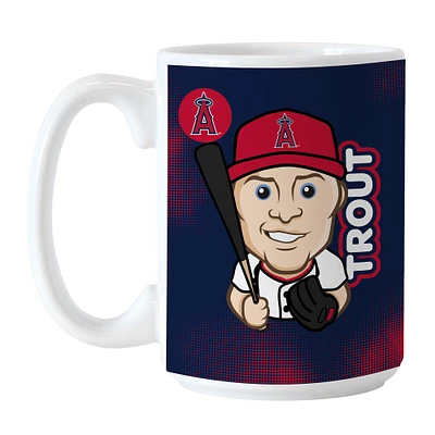 Mike Trout Anges de Los Angeles 15oz. Tasse de caricature de joueur