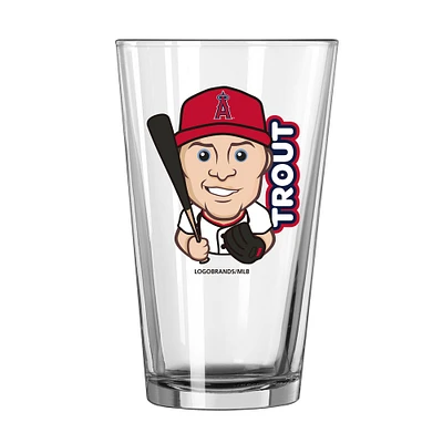 Mike Trout Anges de Los Angeles 16oz. Verre à pinte Emoji