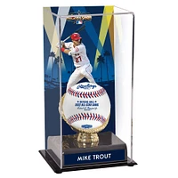 Vitrine de présentation des gants dorés du match des étoiles de la MLB 2022 des Los Angeles Angels de Mike Trout avec image