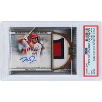 Carte autographiée par Mike Trout des Los Angeles Angels, collection Topps Museum 2023, relique 3 couleurs utilisée en jeu #MMJPA-MT #7/10, PSA, 7 cartes authentifiées