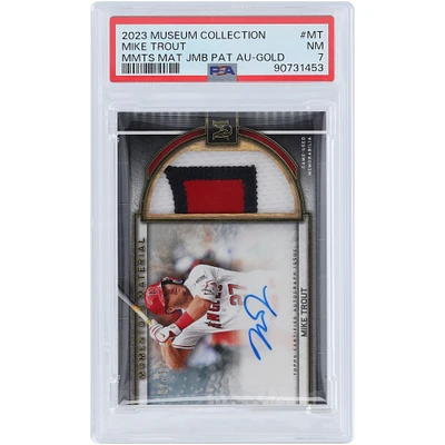 Carte autographiée par Mike Trout des Los Angeles Angels, collection Topps Museum 2023, relique 3 couleurs utilisée en jeu #MMJPA-MT #7/10, PSA, 7 cartes authentifiées