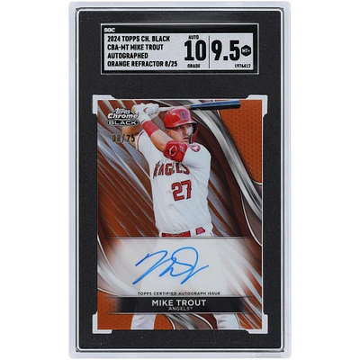 Mike Trout Los Angeles Angels Autographié 2024 Topps Chrome Noir Orange Refractor #CBA-MT #8/25 SGC Authentifié 9.5/10 Carte