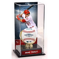 Vitrine de présentation des gants dorés des Los Angeles Angels de Mike Trout avec image