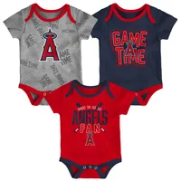 Ensemble body trois pièces Game Time Los Angeles Angels rouge/bleu marine/gris chiné pour nouveau-né et nourrisson