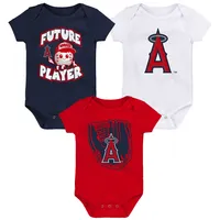 Lot de trois bodys pour nouveau-nés et nourrissons bleu marine/rouge/blanc Los Angeles Angels Minor League Player