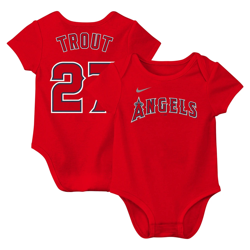 Body Nike Mike Trout rouge Los Angeles Angels Fuse avec nom et numéro pour nouveau-né nourrisson