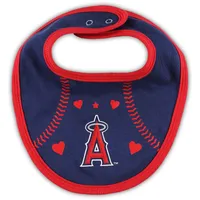 Newborn & Infant Red/Navy Los Angeles Angels Three-Piece Love of Baseball Bib Bodysuit Booties Set