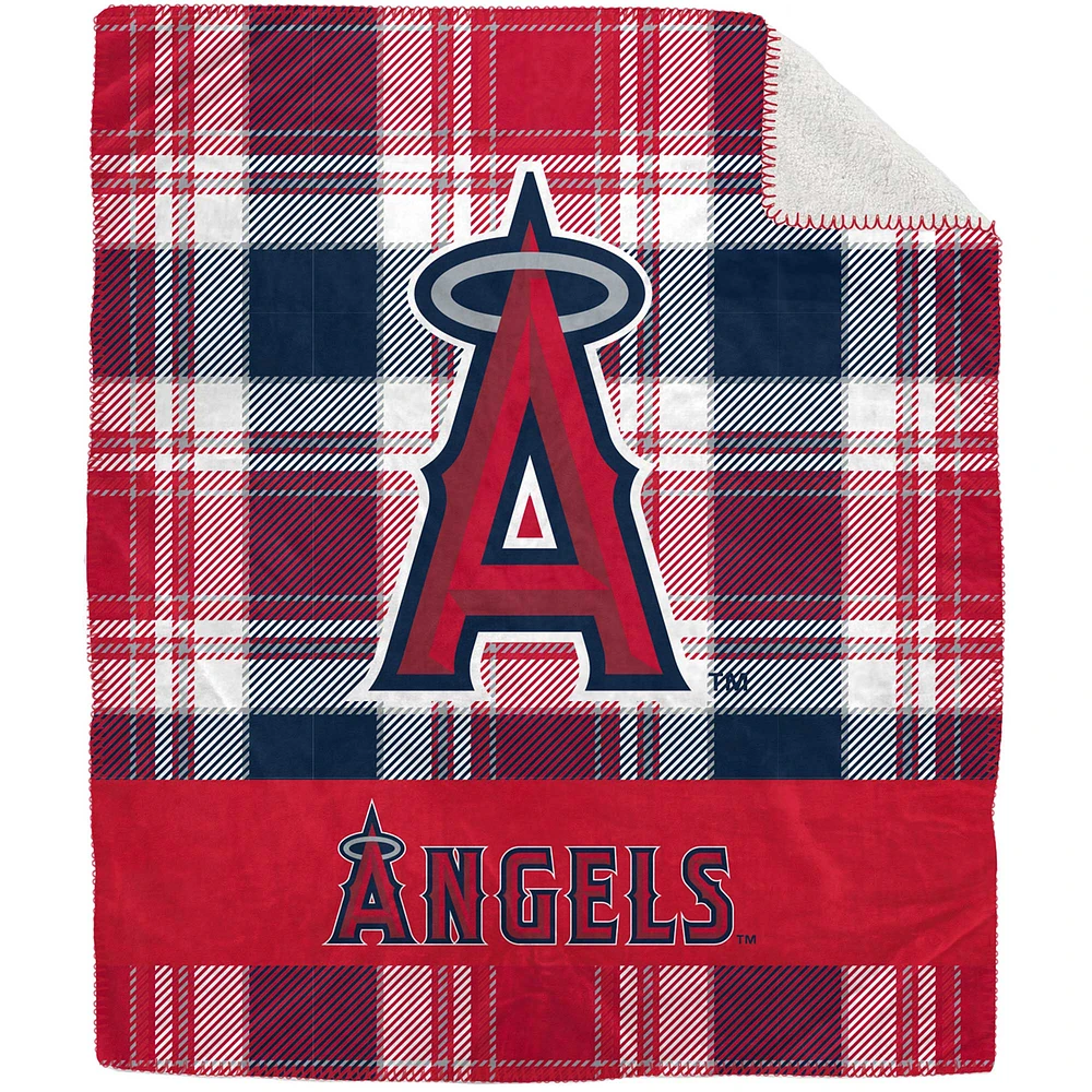 Pegasus Los Angeles Angels Pegasus Los Angeles Angels Couverture en peluche Sherpa en flanelle à carreaux 127 x 152,4 cm