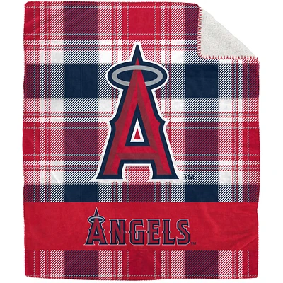 Pegasus Los Angeles Angels Pegasus Los Angeles Angels Couverture en peluche Sherpa en flanelle à carreaux 127 x 152,4 cm