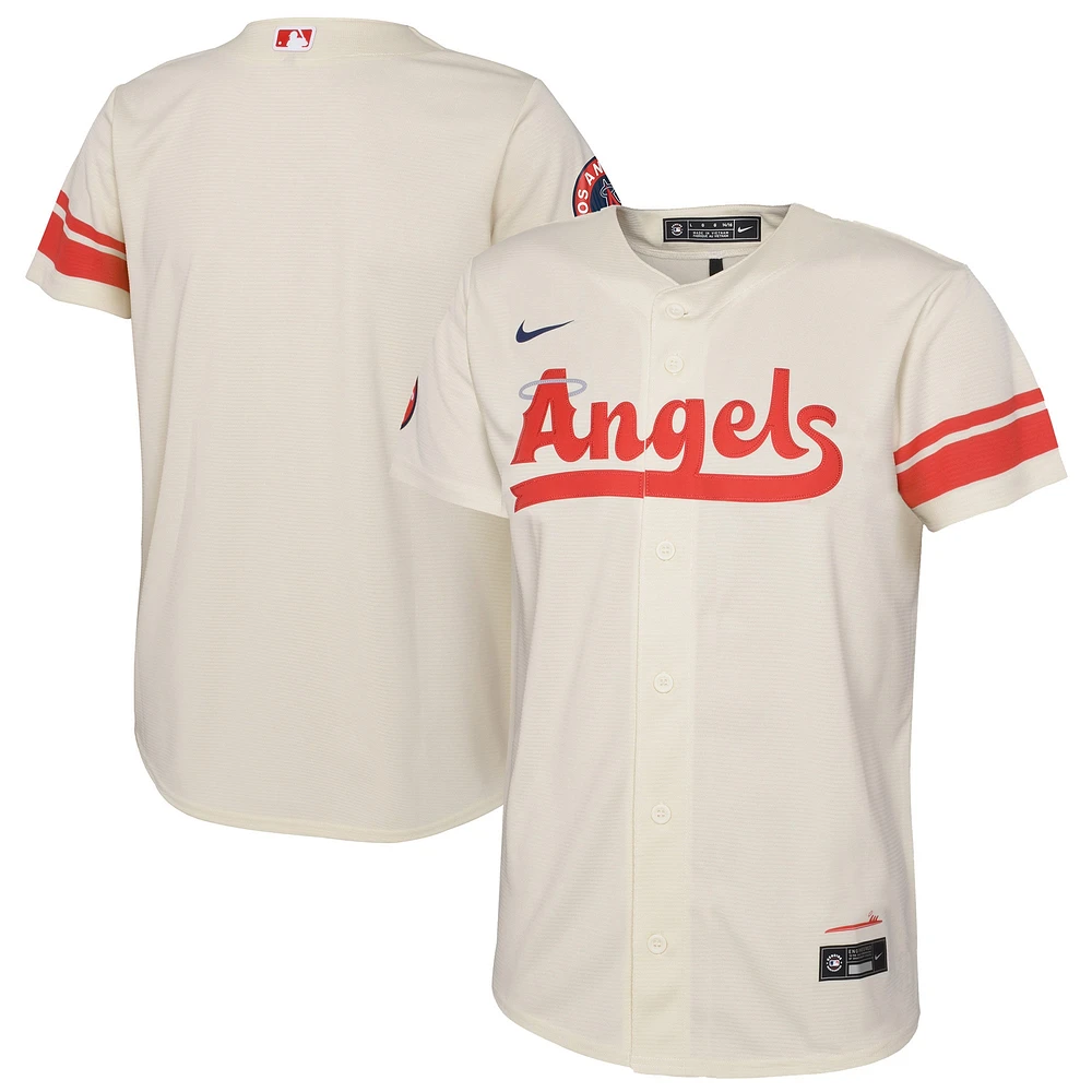 Maillot Nike crème pour enfants d'âge préscolaire, réplique des Angels de Los Angeles City Connect