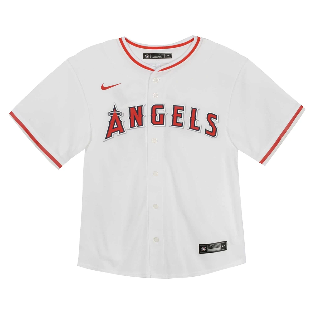 Maillot de match à domicile Nike blanc des Los Angeles Angels pour enfants d'âge préscolaire