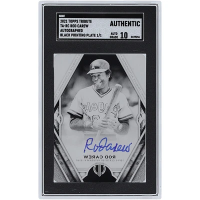 Carte autographiée Topps Tribute 2021 des Los Angeles Angels de Rod Carew avec plaque d'impression noire #TA-RC #1/1 SGC Authenticated Auto 10