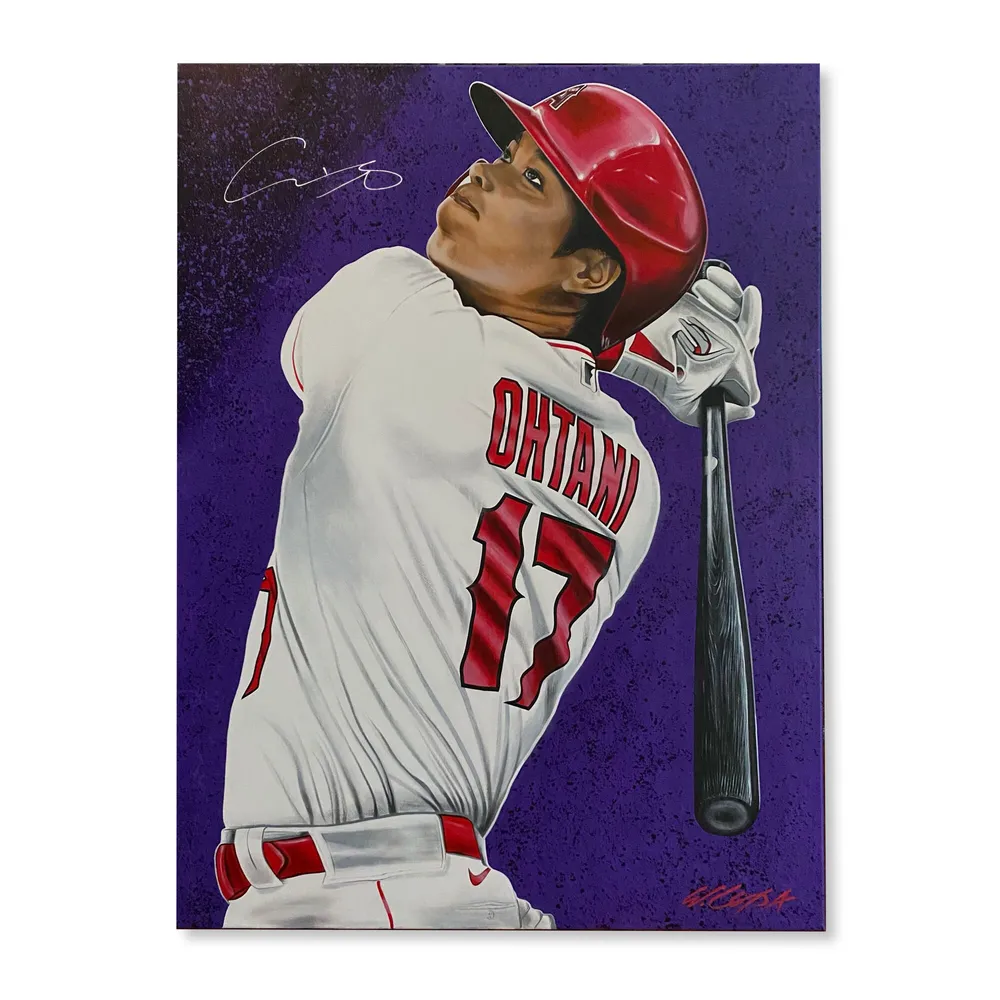 Shohei Ohtani Los Angeles Angels Fanatics Authentic Stretched Autographed  36 x 48 Original Artwork Canvas by Artist Bill Lopa - Limited Edition #1  of 1