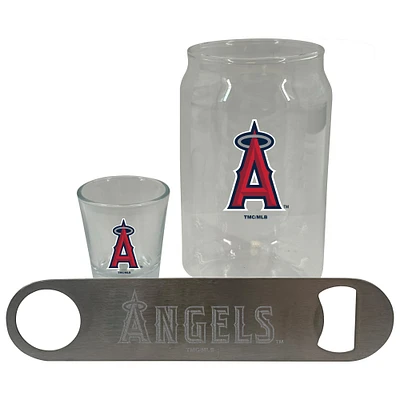 The Memory Company Los Angeles Angels Three-Pack Beer Glass, 2oz. Shot Glass & Bottle Opener Set