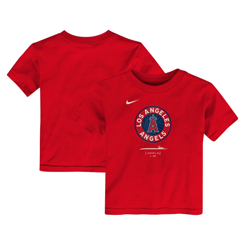 T-shirt Nike rouge Los Angeles Angels City Connect avec grand logo pour tout-petit