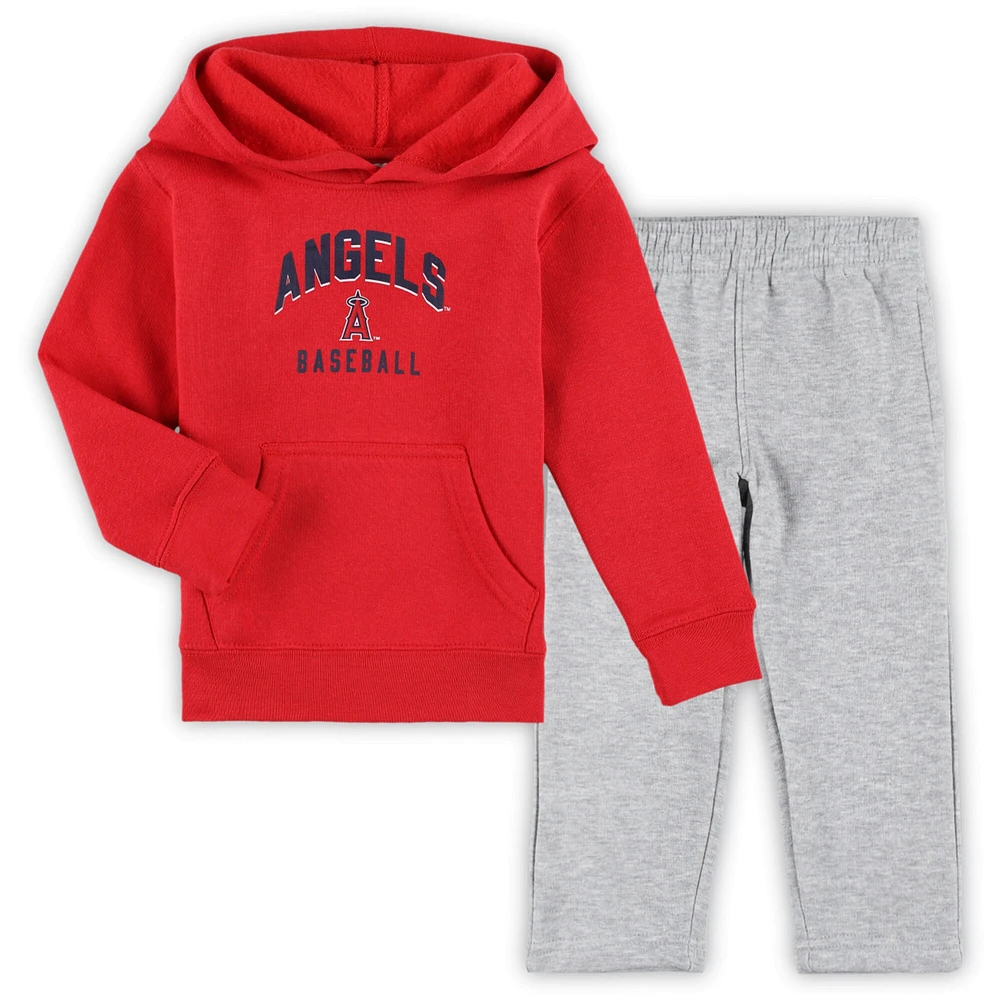 Ensemble pull à capuche et pantalon en polaire rouge/gris Los Angeles Angels Play-By-Play pour tout-petit