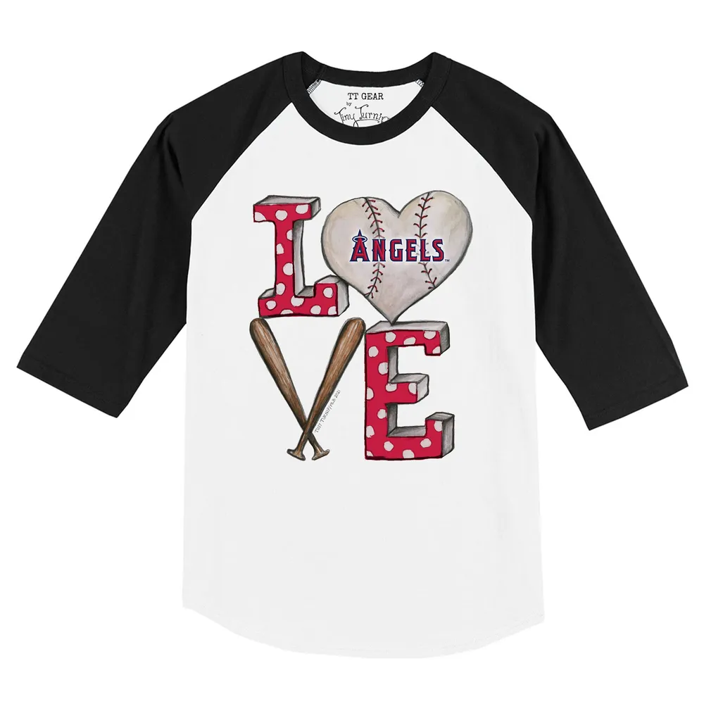 Lids Los Angeles Angels Tiny Turnip Toddler Baseball Love Raglan 3/4 Sleeve  T-Shirt - White/Black