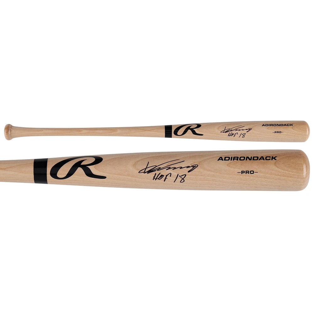 Batte de baseball professionnelle Rawlings Blonde autographiée par Vladimir Guerrero des Los Angeles Angels avec l'inscription « HOF 18 »