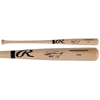 Batte de baseball professionnelle Rawlings Blonde autographiée par Vladimir Guerrero des Los Angeles Angels avec l'inscription « HOF 18 »