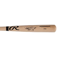 Batte de baseball professionnelle Rawlings Blonde autographiée par Vladimir Guerrero des Los Angeles Angels avec l'inscription « HOF 18 »