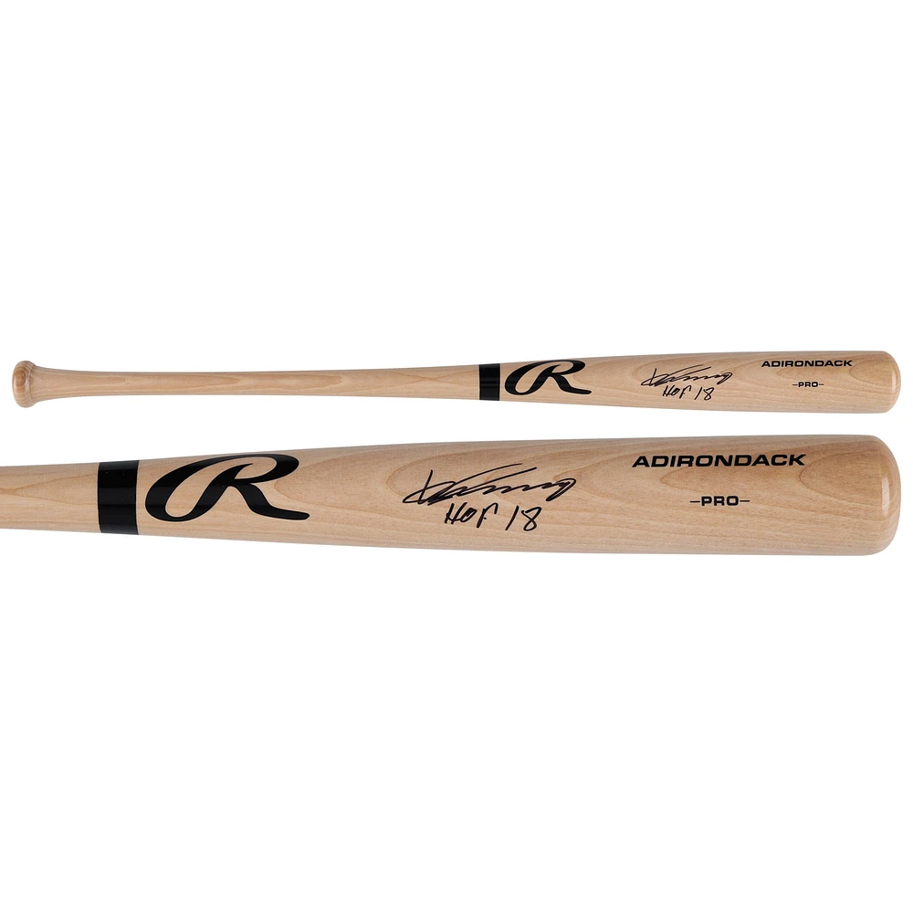 Batte de baseball professionnelle Rawlings Blonde autographiée par Vladimir Guerrero des Los Angeles Angels avec l'inscription « HOF 18 »