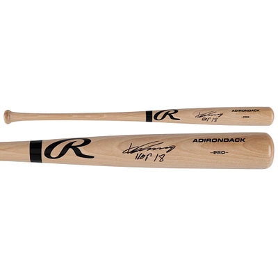 Batte de baseball professionnelle Rawlings Blonde autographiée par Vladimir Guerrero des Los Angeles Angels avec l'inscription « HOF 18 »